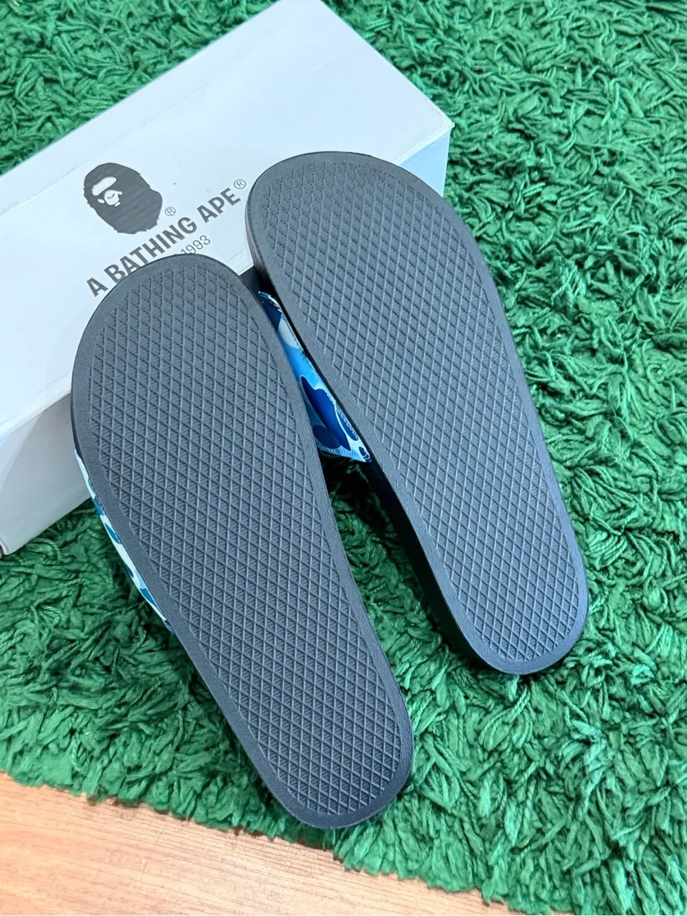 BAPE - Blue ABC Camo Logo Slides - Size 7M